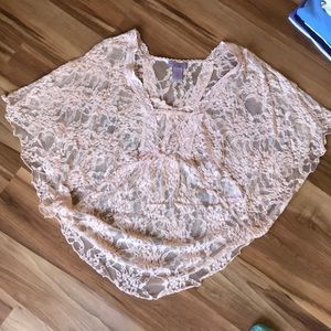 Sheer lace pink overlay top